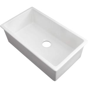 imageZLINE Rome 30quot White Single Bowl Fireclay Dual Mount Sink w Bottom Grid