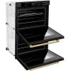imageZLINE 30 in Autograph Edition Professional True Convection Double Wall Oven with Air Fry and Self Clean in Black Stainless Steel with Polished Gold Handles WADBZ30G