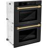 imageZLINE 30 in Autograph Edition Professional True Convection Double Wall Oven with Air Fry and Self Clean in Black Stainless Steel with Polished Gold Handles WADBZ30G