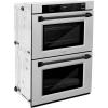 imageZLINE 30 in Autograph Edition Professional True Convection Double Wall Oven with Air Fry and Self Clean in Satin Stainless Steel with Matte Black Handles WADSZ30MB