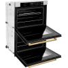 imageZLINE 30 in Autograph Edition Professional True Convection Double Wall Oven with Air Fry and Self Clean in Satin Stainless Steel with Polished Gold Handles WADSZ30G