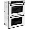 imageZLINE 30 in Autograph Edition Professional True Convection Double Wall Oven with Air Fry and Self Clean in Satin Stainless Steel with White Matte Doors and Matte Black Handles WADSZWM30MB