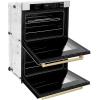imageZLINE 30 in Autograph Edition Professional True Convection Double Wall Oven with Air Fry and Self Clean in Stainless Steel with White Matte Doors and Champagne Bronze Handles WADZWM30CB