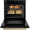 imageZLINE 30 in Autograph Edition Professional True Convection Single Wall Oven with Air Fry and Self Clean in Black Stainless Steel with Polished Gold Handle WASBZ30G