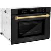 imageZLINE 30 in Autograph Edition Professional True Convection Single Wall Oven with Air Fry and Self Clean in Black Stainless Steel with Polished Gold Handle WASBZ30G