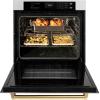 imageZLINE 30 in Autograph Edition Professional True Convection Single Wall Oven with Air Fry and Self Clean in Satin Stainless Steel with Polished Gold Handle WASSZ30G