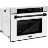 imageZLINE 30 in Autograph Edition Professional True Convection Single Wall Oven with Air Fry and Self Clean in Satin Stainless Steel with White Matte Door and Matte Black Handle WASSZWM30MB