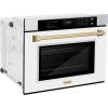 imageZLINE 30 in Autograph Edition Professional True Convection Single Wall Oven with Air Fry and Self Clean in Stainless Steel with White Matte Door and Champagne Bronze Handle WASZWM30CB
