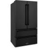 imageZLINE 36 in 225 cu ft CounterDepth French Door Refrigerator with Ice Maker in FingerprintResistant Black Stainless Steel RFM36BS