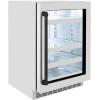 imageZLINE Autograph Edition 24 in Touchstone 151 Can Beverage Fridge With Stainless Steel Glass Door And Matte Black Handle RBSOZGS24MB