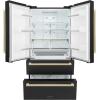 imageZLINE Autograph Edition 36 in 225 cu ft CounterDepth French Door Refrigerator with Ice Maker in FingerprintResistant Black Stainless Steel and Champagne Bronze Modern Handles RFMZ36BSFCB