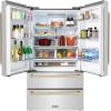 imageZLINE Autograph Edition 36 in 225 cu ft CounterDepth French Door Refrigerator with Ice Maker in FingerprintResistant Stainless Steel with Champagne Bronze Traditional Handles RFMZ36CB