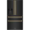 imageZ Line Kitchen and Bath ZLINE Autograph 36 in Black Steel CounterDepth Refrigerator wBronze Handles RFMZW36BSCB