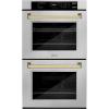 imageZLINE 30 in Autograph Edition Professional True Convection Double Wall Oven with Air Fry and Self Clean in Satin Stainless Steel with Polished Gold Handles WADSZ30G