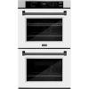 imageZLINE 30 in Autograph Edition Professional True Convection Double Wall Oven with Air Fry and Self Clean in Satin Stainless Steel with White Matte Doors and Matte Black Handles WADSZWM30MB