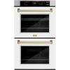imageZLINE 30 in Autograph Edition Professional True Convection Double Wall Oven with Air Fry and Self Clean in Stainless Steel with White Matte Doors and Champagne Bronze Handles WADZWM30CB