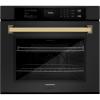 imageZLINE 30 in Autograph Edition Professional True Convection Single Wall Oven with Air Fry and Self Clean in Black Stainless Steel with Polished Gold Handle WASBZ30G