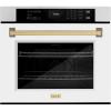 imageZLINE 30 in Autograph Edition Professional True Convection Single Wall Oven with Air Fry and Self Clean in Stainless Steel with White Matte Door and Champagne Bronze Handle WASZWM30CB