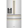 imageZLINE Autograph 36 in CounterDepth Refrigerator with Bronze Traditional Handles RFMZW36CB