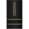 imageZLINE Autograph Edition 36 in 225 cu ft CounterDepth French Door Refrigerator with Ice Maker in FingerprintResistant Black Stainless Steel with Polished Gold Traditional Handles RFMZ36BSG