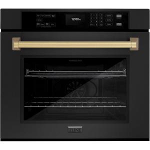 imageZLINE 30 in Autograph Edition Professional True Convection Single Wall Oven with Air Fry and Self Clean in Black Stainless Steel with Champagne Bronze Handle WASBZ30CB