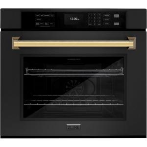 imageZLINE 30 in Autograph Edition Professional True Convection Single Wall Oven with Air Fry and Self Clean in Black Stainless Steel with Polished Gold Handle WASBZ30G