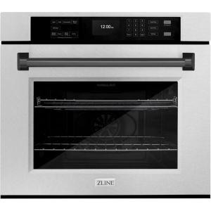imageZLINE 30 in Autograph Edition Professional True Convection Single Wall Oven with Air Fry and Self Clean in Satin Stainless Steel with Matte Black Handle WASSZ30MB