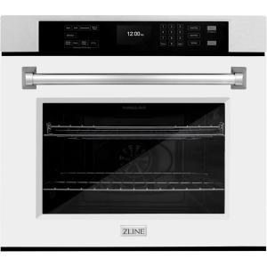 imageZLINE 30 in Professional True Convection Single Wall Oven with Air Fry and Self Clean in Satin Stainless Steel with White Matte Door WASSWM30
