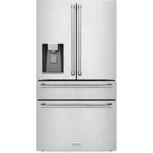 imageZLINE 36 in 216 cu ft CounterDepth French Door Refrigerator with Water and Ice Dispenser in FingerprintResistant Stainless Steel RFMW36