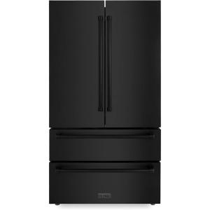 imageZLINE 36 in 225 cu ft CounterDepth French Door Refrigerator with Ice Maker in FingerprintResistant Black Stainless Steel RFM36BS