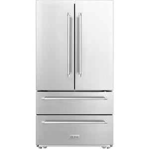 imageZLINE 36 in 225 cu ft CounterDepth French Door Refrigerator with Ice Maker in FingerprintResistant Stainless Steel RFM36