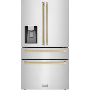imageZLINE Autograph 36 in CounterDepth Refrigerator with Bronze Traditional Handles RFMZW36CB