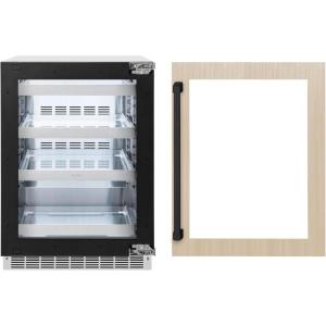 imageZLINE Autograph Edition 24 in Touchstone 151 Can Beverage Fridge With Panel Ready Glass Door And Matte Black Handle RBSPOZ24MB