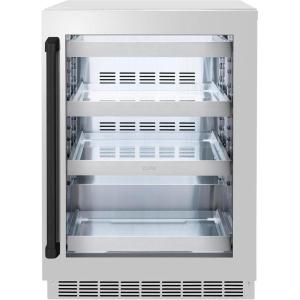 imageZLINE Autograph Edition 24 in Touchstone 151 Can Beverage Fridge With Stainless Steel Glass Door And Matte Black Handle RBSOZGS24MB