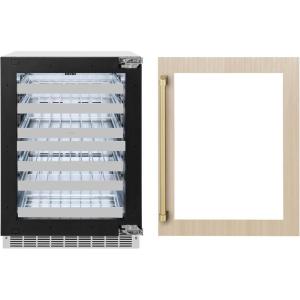 imageZLINE Autograph Edition 24 in Touchstone Dual Zone 44 Bottle Wine Cooler With Panel Ready Glass Door And Champagne Bronze Handle RWDPOZ24CB