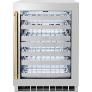 imageZLINE Autograph Edition 24 in Touchstone Dual Zone 44 Bottle Wine Cooler With Stainless Steel Glass Door And Polished Gold Handle RWDOZGS24G