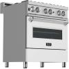 imageZLINE 30 in 40 cu ft Legacy Dual Fuel Range with 4 Burner Gas Cooktop and Electric Convection Oven in Satin Stainless Steel and White Matte Door RASWM30