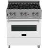 imageZLINE 30 in 40 cu ft Legacy Dual Fuel Range with 4 Burner Gas Cooktop and Electric Convection Oven in Satin Stainless Steel and White Matte Door RASWM30