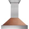 imageZLINE 30 in Ducted Satin Stainless Steel Wall Mount Range Hood with HandHammered Copper Shell 8654HH30
