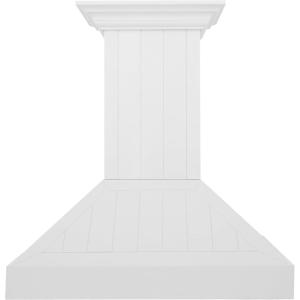 imageZLINE 30 in Wooden Wall Mount Range Hood in Shiplap Bright White Finish KPWW3030 in