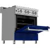 imageZLINE 30 in 40 cu ft Legacy Dual Fuel Range with 4 Burner Gas Cooktop and Electric Convection Oven in Satin Stainless Steel and Blue Gloss Door RASBG30