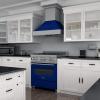 imageZLINE 30 in 40 cu ft Legacy Dual Fuel Range with 4 Burner Gas Cooktop and Electric Convection Oven in Satin Stainless Steel and Blue Gloss Door RASBG30