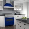 imageZLINE 30 in 40 cu ft Legacy Dual Fuel Range with 4 Burner Gas Cooktop and Electric Convection Oven in Satin Stainless Steel and Blue Gloss Door RASBG30
