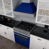 imageZLINE 30 in 40 cu ft Legacy Dual Fuel Range with 4 Burner Gas Cooktop and Electric Convection Oven in Satin Stainless Steel and Blue Gloss Door RASBG30
