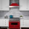 imageZLINE 30 in 40 cu ft Legacy Dual Fuel Range with 4 Burner Gas Cooktop and Electric Convection Oven in Satin Stainless Steel and Red Matte Door RASRM30