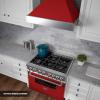 imageZLINE 30 in 40 cu ft Legacy Dual Fuel Range with 4 Burner Gas Cooktop and Electric Convection Oven in Satin Stainless Steel and Red Matte Door RASRM30