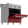 imageZLINE 30 in 40 cu ft Legacy Dual Fuel Range with 4 Burner Gas Cooktop and Electric Convection Oven in Satin Stainless Steel and Red Matte Door RASRM30