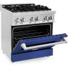 imageZLINE 30 in 40 cu ft Legacy Dual Fuel Range with 4 Burner Gas Cooktop and Electric Convection Oven in Stainless Steel and Blue Matte Door RABM30