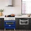 imageZLINE 30 in 40 cu ft Legacy Dual Fuel Range with 4 Burner Gas Cooktop and Electric Convection Oven in Stainless Steel and Blue Matte Door RABM30