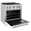imageZLINE 30 in 42 cu ft Classic Dual Fuel Range with 4 Burner Gas Cooktop and Electric Convection Oven in Stainless Steel with White Matte Door CDRWM30